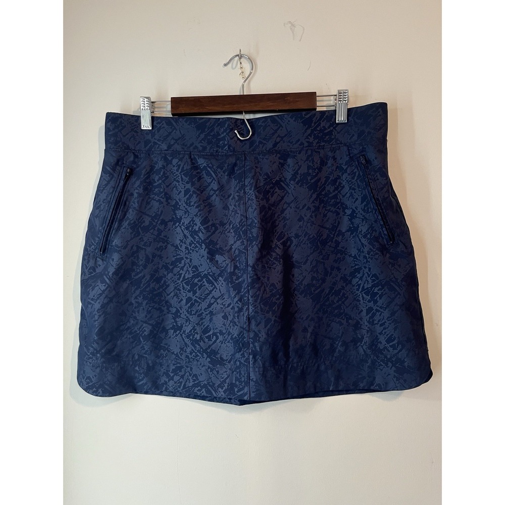 Orvis Embossed Print Travel Skort Women's Large Blue Stretch Golf Tennis